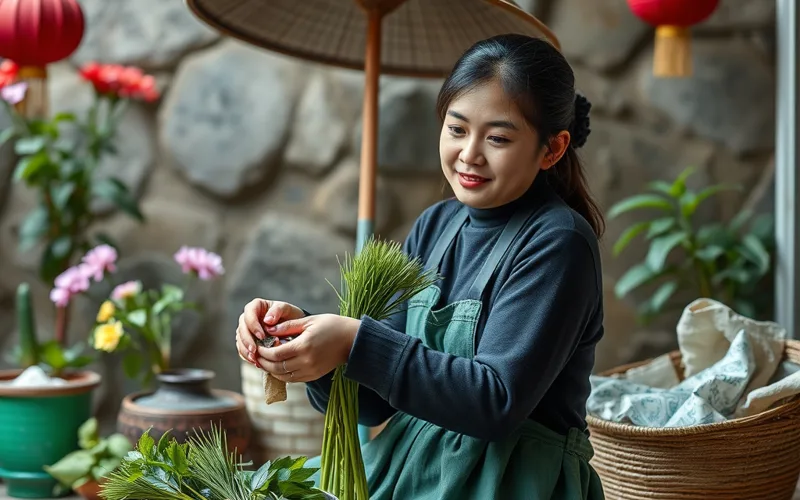 Hình cây cảnh xanh tươi trong sân vườn quận 3